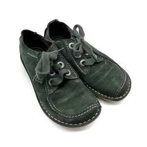 CLARKS Green Suede Funny Dream Nubuck Upper 1.5" wedge Size UK 3.5 US 4
